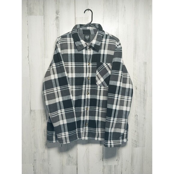 NORTH 15 WORKSITE WEAR MEN'S XL SHACKET OVER SHIRT WORK JACKET BLack Plaid - Picture 1 of 7